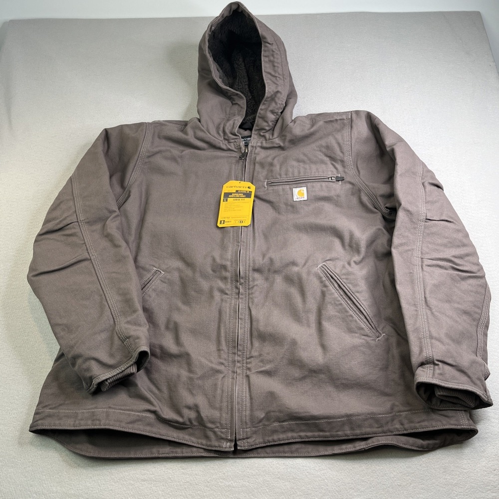 Carhartt Women's Relaxed Fit Washed Duck Sherpa-Lined Jacket in Blackberry Sz 1X